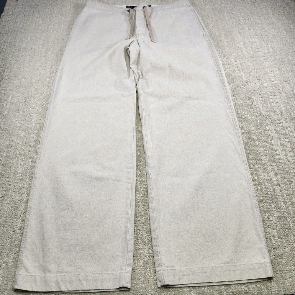 Vintage Express Pants Men Medium Baggy Linen Cotton High Rise Trouser Drawstring
